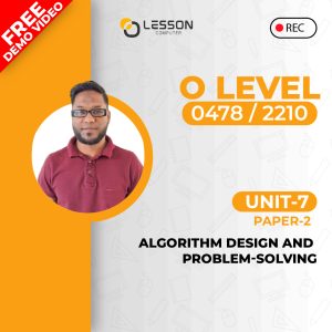Unit 7: Algorithm design and problem-solving